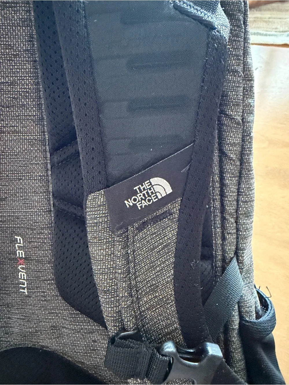 The North Face Borealis Backpack in Charcoal and Black with Gold Logo